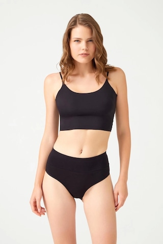 Cottonhill Cotonhill Pamuklu Yüksek Bel Toparlayıcı Kadın Bikini Külot Siyah