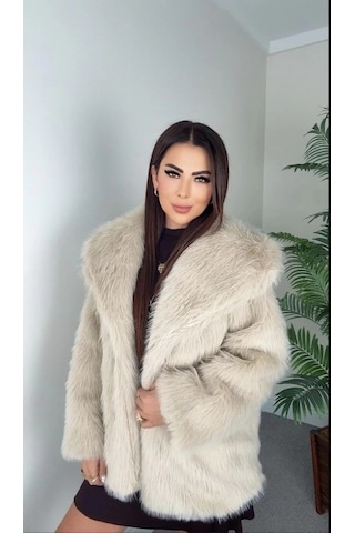 Önü Çıtçıtlı Loli Kürk Bej T4149 Bej