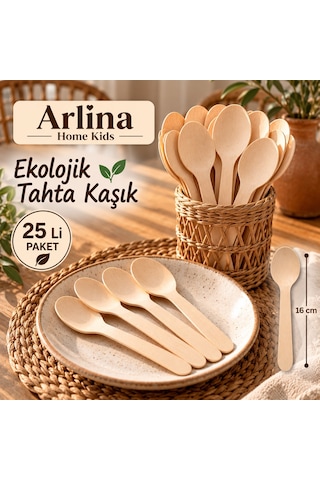 16 Cm Ekolojik Tahta Kaşık 25 Li Ahşap