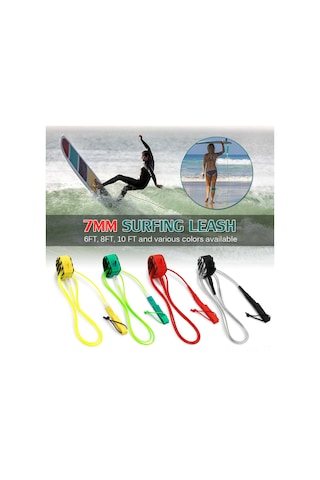 Konesam 7mm Tpu Elastik Güçlü Sörf Teli, Çelik Döndürücü Ve Yumuşak Ayak Bileği Kordonu, 10ft Sarı