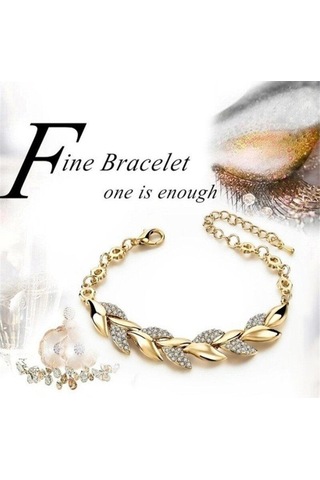 18 Ayar Altın Yaprak Bileklik Moda Düğün Takı Kadın Pırlanta Bileklik Kadın Bileklik Sarı Altın