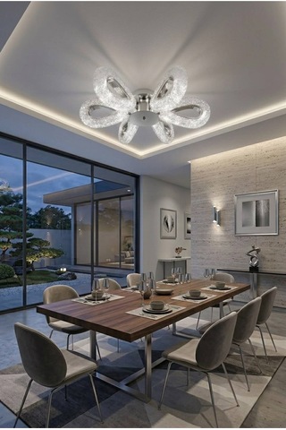Lumia Lighting Damla Model 5"li Gümüş Kumandalı 3 Renk Modu Ledli Modern Plafonyer Salon Mutfak Çocuk Yatak Odası Led Avize