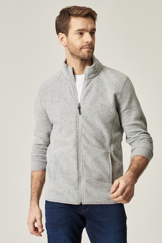 AC&Co / Altınyıldız Classics 4A5221100014GMJS Standart Fit Fermuarlı Bato Yaka Polar Erkek Ceket Gri