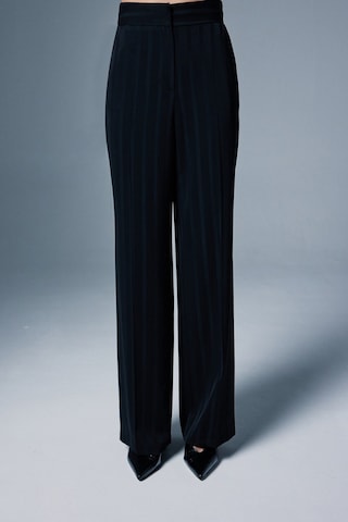 Sateen Anna Çizgili Pantolon - Siyah-137090 siyah
