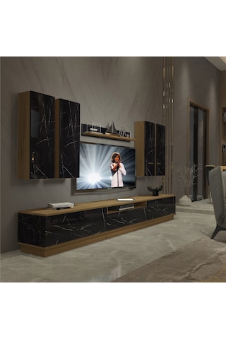 Decoraktiv Trendstyle 8ds Mdf Tv Ünitesi Tv Sehpası Pera - Siyah Mermer