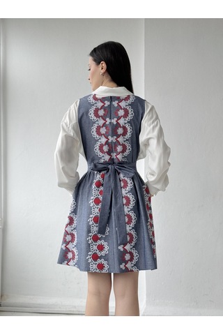 Retrobird Mandy Nakış Detaylı Kısa Jile Elbise Kadın İndigo-13901 Indigo
