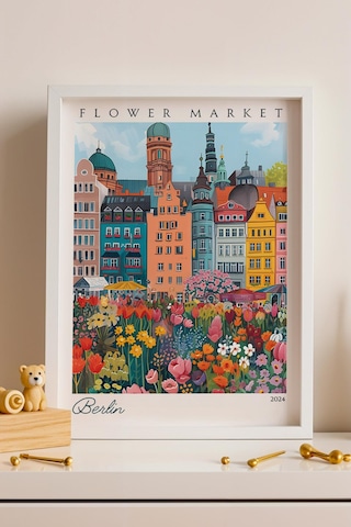 Berlin Almanya Çerçeveli Tablo Seyahat Severlere Salon Ve Ofis İçin Estetik Duvar Dekoru Travel Flower Market