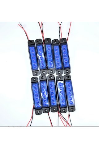 10 Adet Mavi Parmak Lamba 6 Led 12v 24v