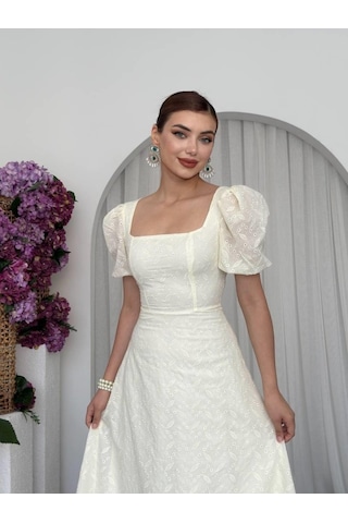 Etiler Collection Lına Midi Elbise Beyaz