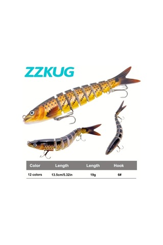 Fochsia Zzkug 12 Parça Yapay Yem Seti 13.5cm 19g 8 Bölüm Titreşimli Şekilli Yüzey Yemi Tatlı Ve Tuzlu Su İçin