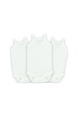 Novibaby 3'lü 18-24 Ay Jakarlı İp Askılı Ekru Bebek Atlet Body Zıbın Çıtçıtlı 100% Pamuk Ekru