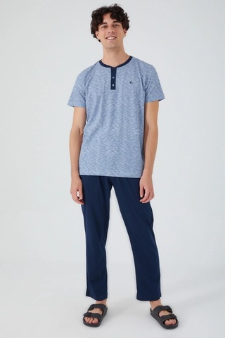 Arnetta 2532 Erkek Kısa Kol Pijama Takım Indigo Mavi Indigo - Mavi