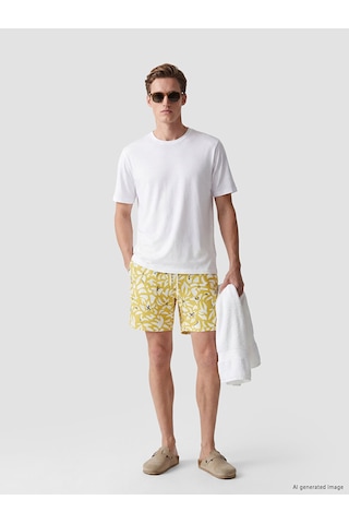 Lcw Swımwear Sarı Kısa Boy Desenli Erkek Deniz Şortu