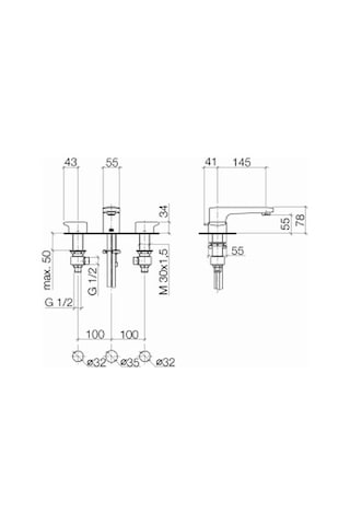Dornbracht Gentle 3 Delikli Lavabo Bataryası