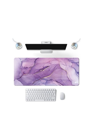 Mermer Dokulu Mouse Pad Klavye Matı Mor 300x600x2mm Mor