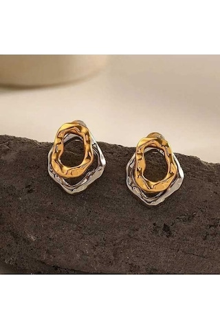 Flybuy Vintage Paslanmaz Çelik Damlacık Küpe Kadın - Bakır Saplama 1.5cm Gümüş Gümüş