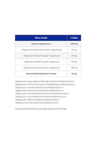 Magnezyum Complex 60 Tablet X 2 Adet