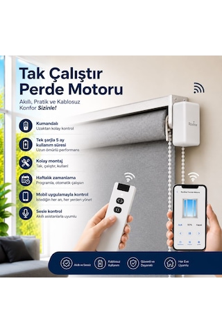 Rovline Şarjlı Kumandalı Perde Motoru Gri
