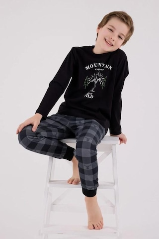 Arnetta Erkek Çocuk Uzun Kol Pijama Takımı 3501-2 Siyah