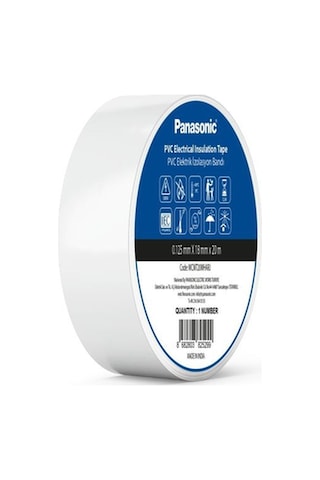 Panasonic Fr Pvc Elektrik İzolasyon Bandı Beyaz 20m 1.80cm X 0,125mm - 8 Adet