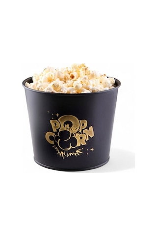 Toptanfoni Metal Popcorn Kutusu - Patlamış Mısır Kovası 1 Adet Siyah