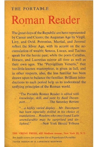 The Portable Roman Reader The Culture Of The Roman State - Basil Davenport