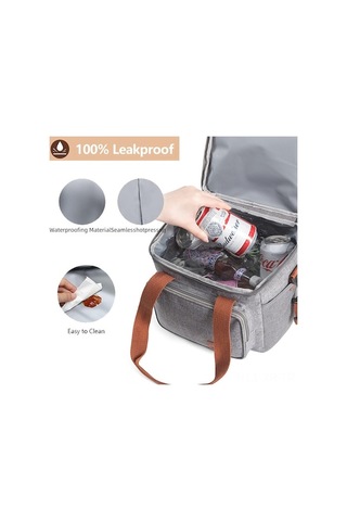 Fortunelane Gri 2 Katlı Isı Saklama Çantası, Su Geçirmez Buzluk, Elden Taşınabilir Öğle Yemeği Çantası Çok Renkli