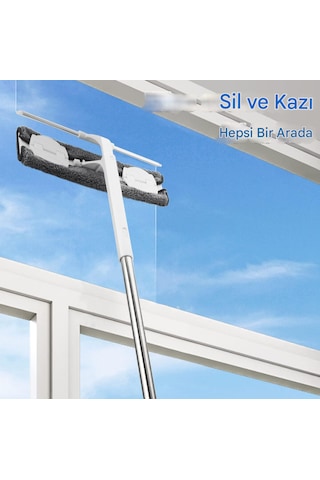 2'si 1 Arada Pencere Temizleme Aracı İç Mekan/dış Mekan Pencere Gri