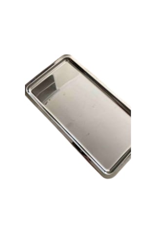 Pastane Servis Tepsisi 43x28,5 Cm No:4 Paslanmaz Çelik Gümüş Renk Dikdörtgen Sunum Tepsisi 6 Adet Gümüş