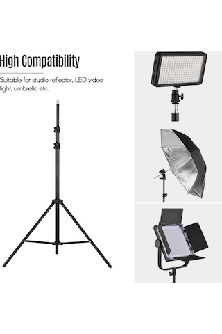 Ayarlanabilir Metal Tripod Işık Standı Maksimum Yükseklik 1.6m/5.2ft Fotoğraf Stüdyosu Led Video Işığı Şemsiye Halka Işığı İçin 1/4 İnç Vida Siyah