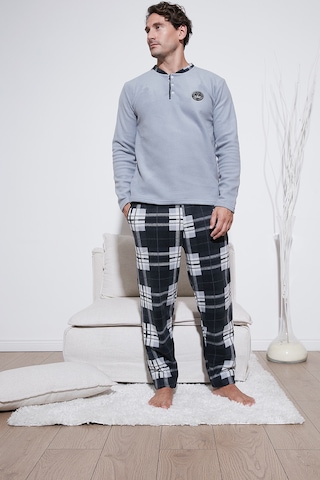 Buratti Regular Fit Bisiklet Yaka Kışlık Yumuşak Dokulu Polar Erkek Pijama Takımı 6096100 Gri