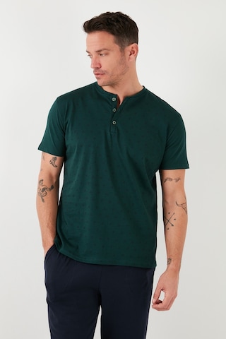 Buratti Pamuklu Beli Lastikli Regular Fit Kısa Kollu Erkek Pijama Takımı 6572009 Yeşil