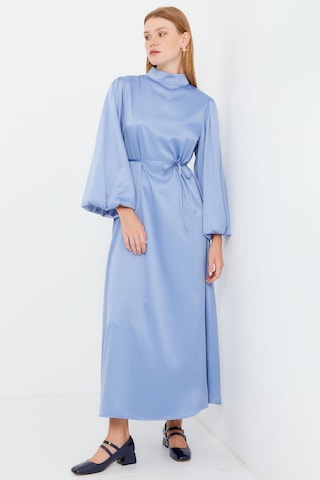 Bigdart 2510 Saten Tesettür Abiye Elbise - İndigo 001