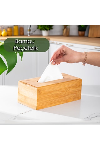 Porsima 0006 Bambu Peçetelik Ahşap Dekoratif Peçetelik