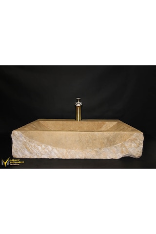 Traverten Batarya Çıkışlı Su Yolu Lavabo