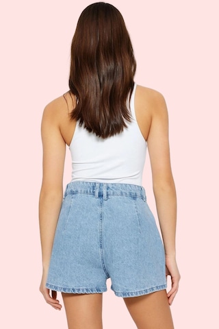 Ersefa Kadın Denim Şort Pamuk City Short Kalıp Geniş Paça Kısa Boy Yazlı mavi