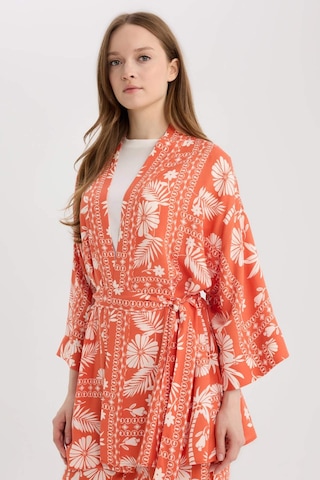 Defacto Relax Fit Desenli Kuşaklı Kimono D5443AX25SP Turuncu