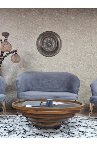 Zafir Teddy Takım Gold Kaplama Telli Ayak Çay Seti Koltuk - Berjer , Balkon, Salon, Ofis Gri