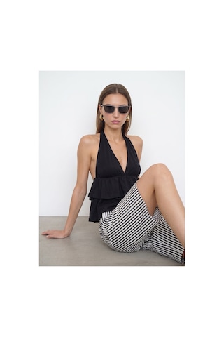 Dilvin 33017 Lyocell Halter Top-siyah-16459