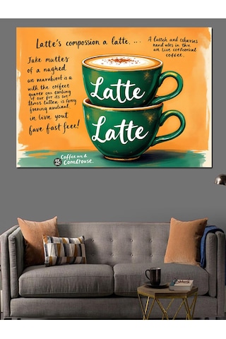 Latte Ve Şiir Dekoratif Kanvas - Mdf Ahşap Tablo