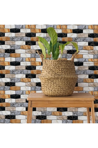 Gajeena 3d Renkli Tuğla Desenli Pvc Otostik Duvar Kağıdı - Mobilya Yenileme, Mutfak Zirve, Masa Üstü Koruması - 10 Adet Paket Diğer