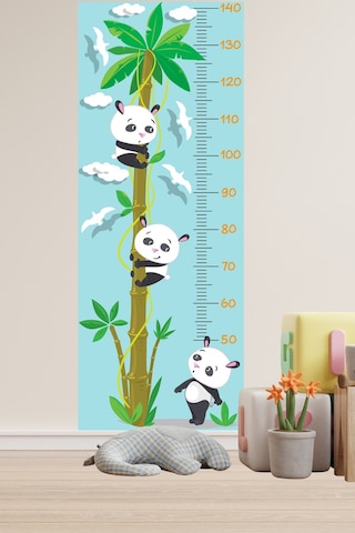 Sevimli Pandalar Ve Kuşlar Boy Ölçer Sticker Boy Ölçüm Cetveli