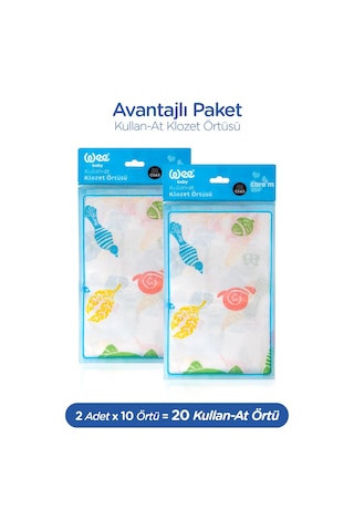 Wee Baby Kullan At Klozet Örtüsü 10'lu 2x10 20 Adet Beyaz