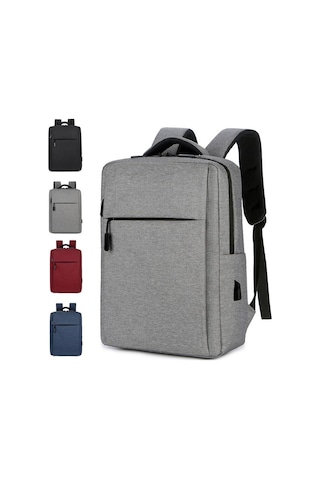 Gri Oxford Kumaş Laptop Sırt Çantası, Minimalist Bilgisayar Çantası, Usb Şarjlı Sırt Çantası, Erkek Ve Kadın Günlük İş Bilgisayarı Çantası