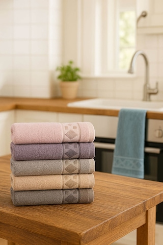 6'lı Mutfak Havlusu Seti 30x50 Cm %100 Pamuk Doku Yumuşak Clara