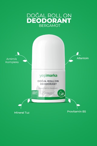 Yeşilmarka Bergamot Kokulu Doğal Unisex Roll-On Deodorant 50 ML