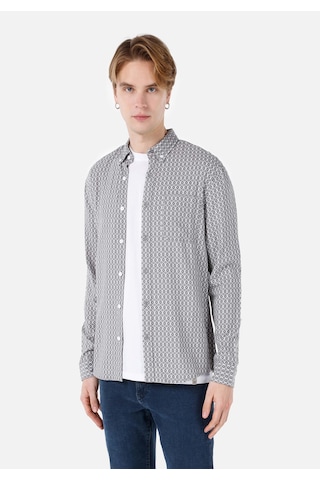 Colin's Colins Slim Fit Shirt Neck Baskılı Erkek Gri Uzun Kol Gömlek Cl1068168 Q1.v1 Gra Gri