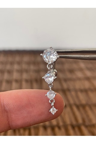 316 L Cerrahi Çelik Ters Modeli Özel Tasarım Göbek Piercingi Gümüş