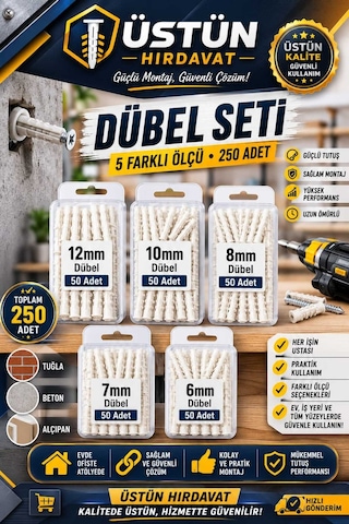 250 Adet Dubel Seti 250 Adet Dubel Seti
