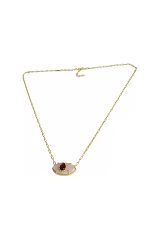 Doğal Taşlı Küçük Boy Göz Gümüş Kolye